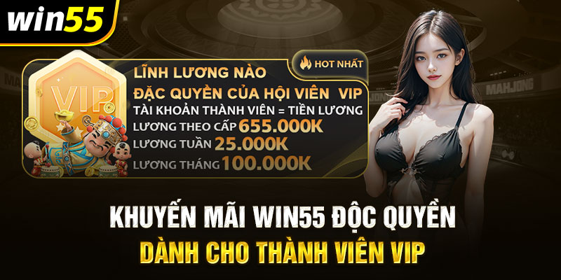 Những khuyến mãi độc quyền khi trở thành VIP Win55